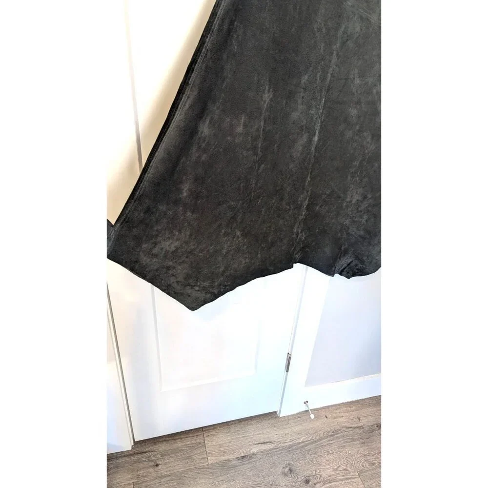 Provence d'amour Womens Size 8 Midi Skirt Black Suede Leather Handkerchief Hem